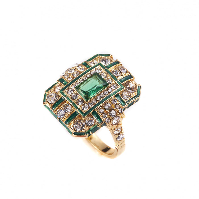 Art Deco Emerald Crystal gold ring by Bill Skinner - The Hirst Collection