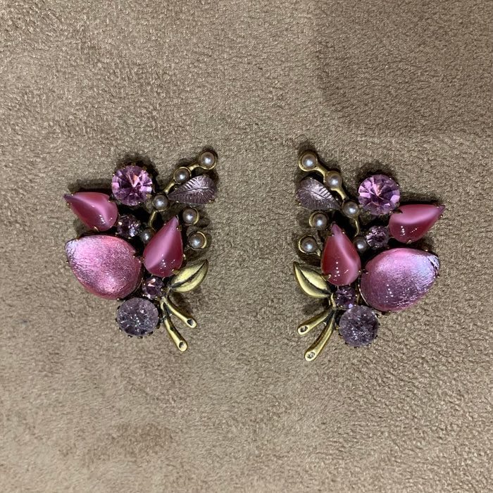 Butler and Wilson pink pearl clip earrings