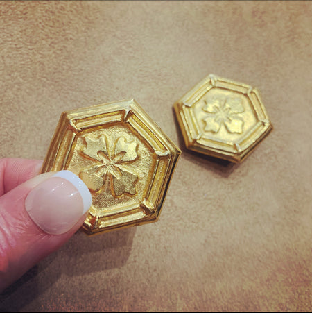 Lanvin Vintage Gold Hexagonal Clip on Earrings - The Hirst Collection