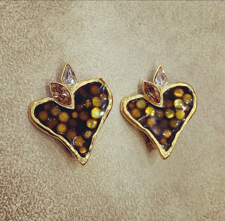 Christian Lacroix Heart Earrings brown glass - The Hirst Collection