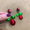 Foiled glass Red, green statement earrings by Frangos - The Hirst Collection