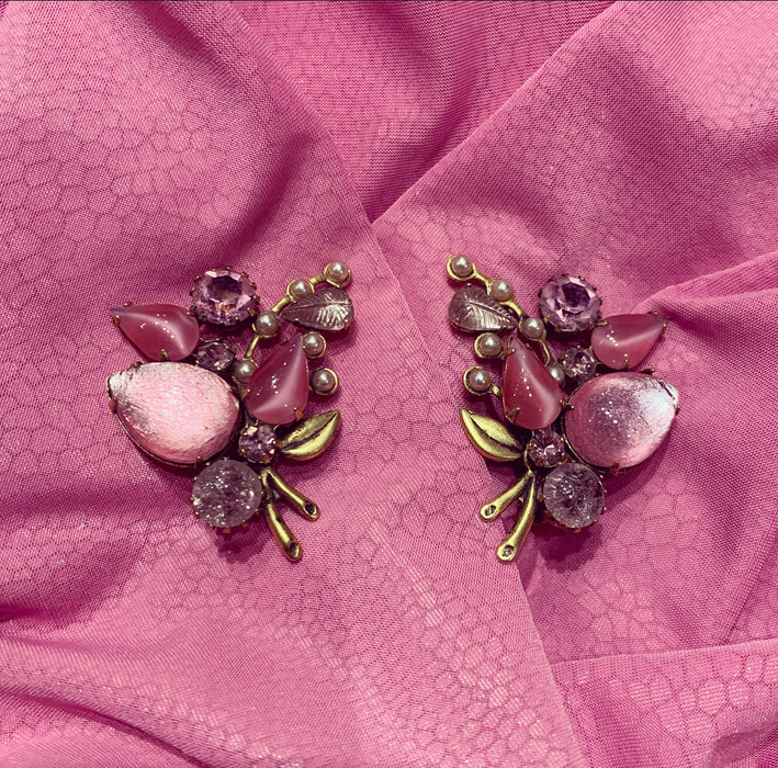 Butler and Wilson pink pearl clip earrings