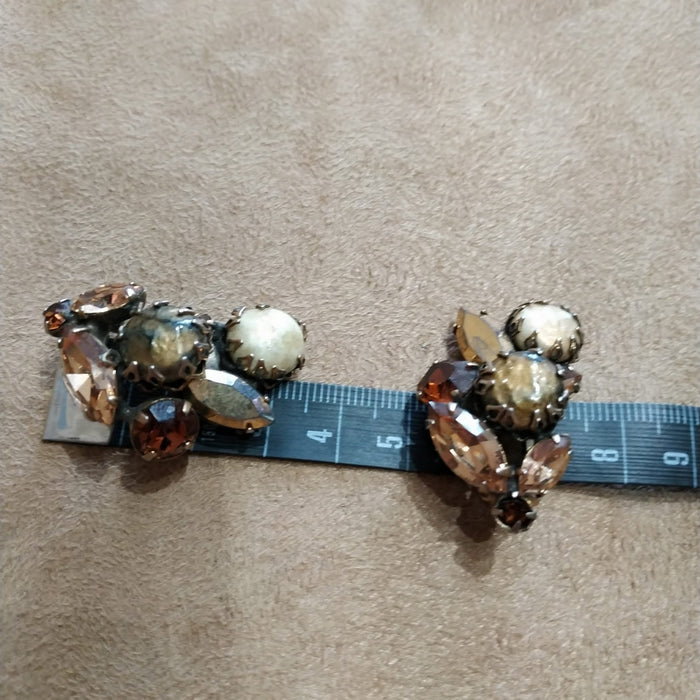 Regency Vintage amber crystal baroque pearl earrings