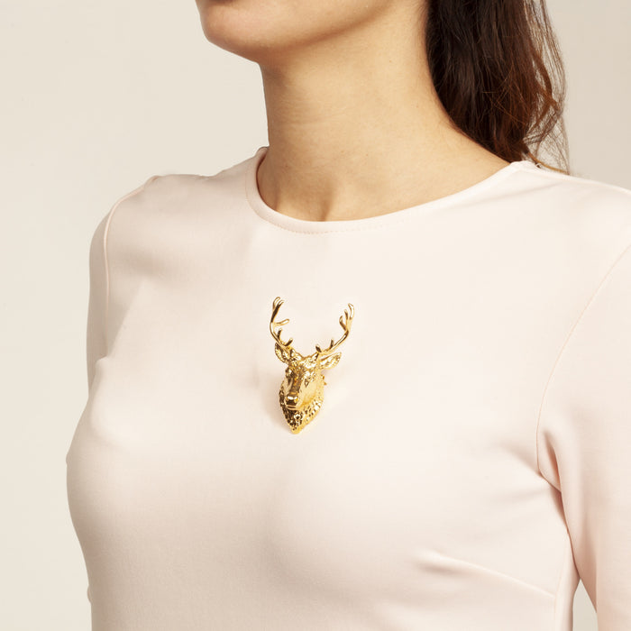 Gold stag brooch by Bill Skinner - The Hirst Collection