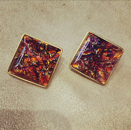 Yves Saint Laurent Dichroic glass clip on earrings in pink amber - The Hirst Collection