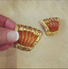 Kalinger Paris Amber scalloped clip on earrings - The Hirst Collection