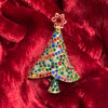 Multi coloured Christmas tree brooch with a star in gold tone. - The Hirst Collection