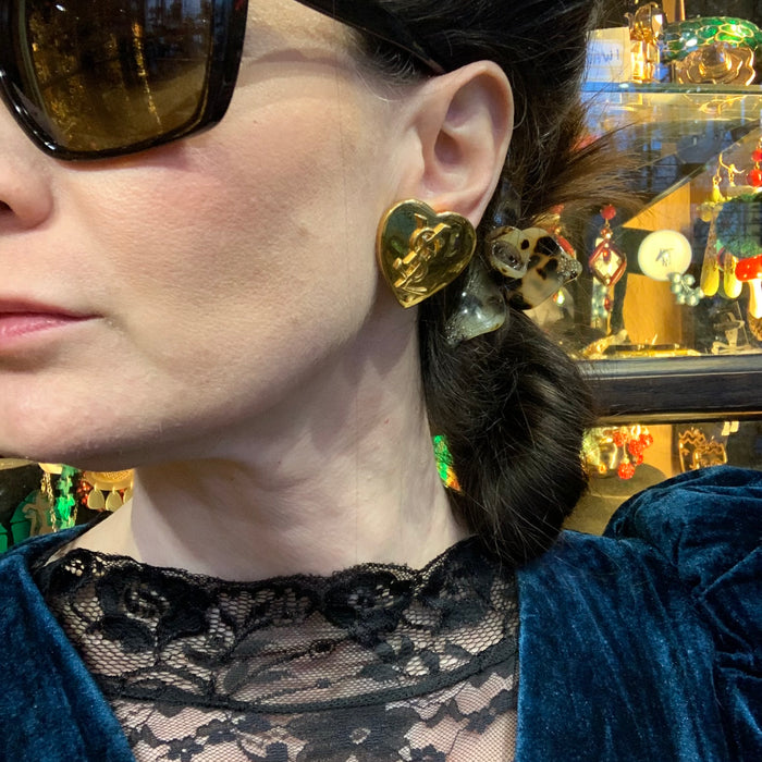 Yves Saint Laurent Vintage Gold Heart Earrings - The Hirst Collection