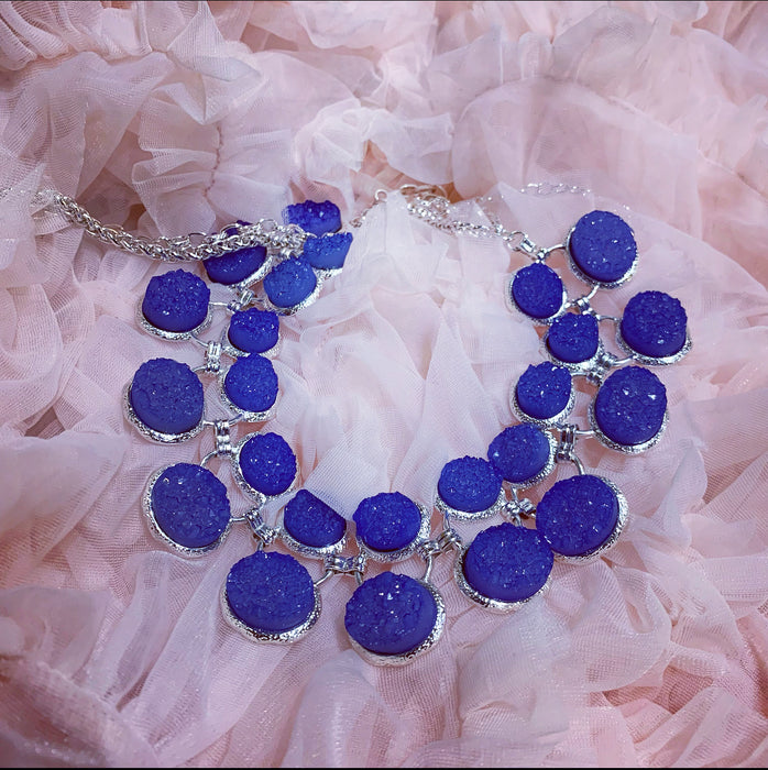 Icy blue crystals necklace