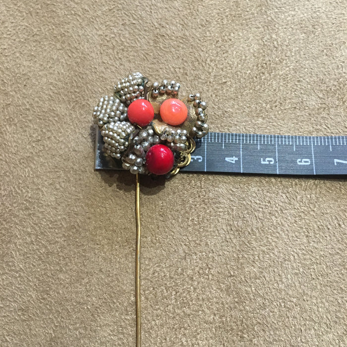 Miriam Haskell vintage pearl coral lapel pin