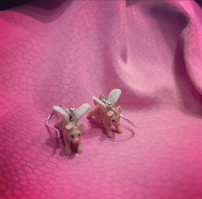 Flying pig earrings by And Mary