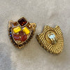 Kalinger Paris Amber Yellow Shield clip on earrings - The Hirst Collection