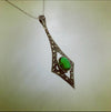 Emerald green Marcasite silver spear Art Deco Pendant - The Hirst Collection