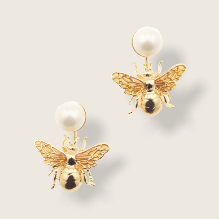 Bee Pearl Earrings by Bill Skinner Gold Plate - The Hirst Collection