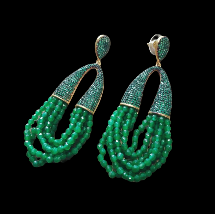 Waterfall Chandelier Emerald Green pave earrings - The Hirst Collection