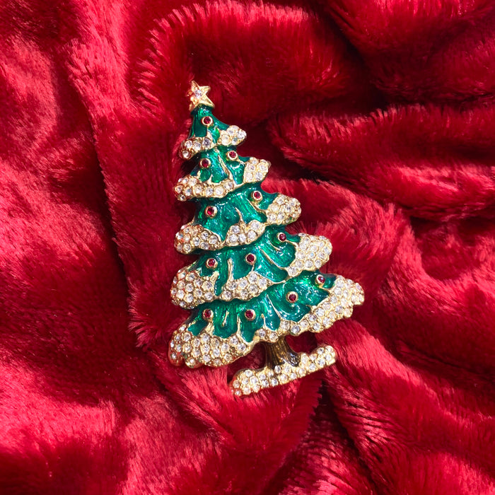 Vintage Christmas Tree brooch by Sphinx with green enamel - The Hirst Collection