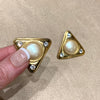 Yves Saint Laurent Pearl Triangle vintage clip on earrings - The Hirst Collection