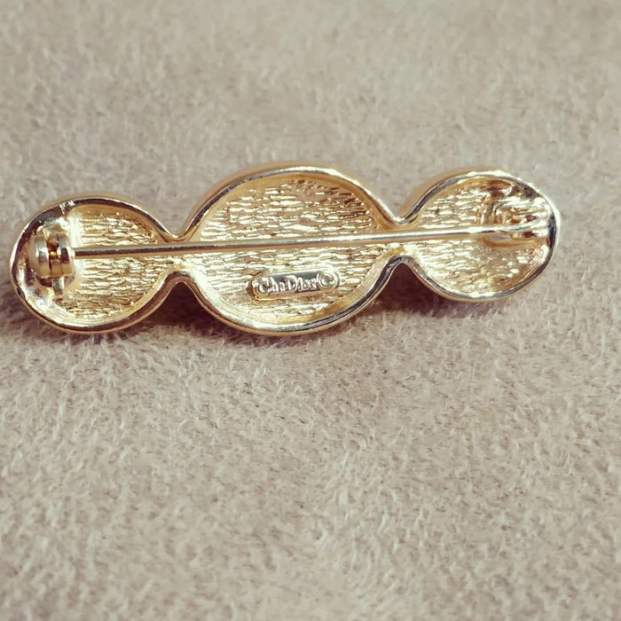 Vintage Gold Pearl Bar Brooch by Christian Dior Germany