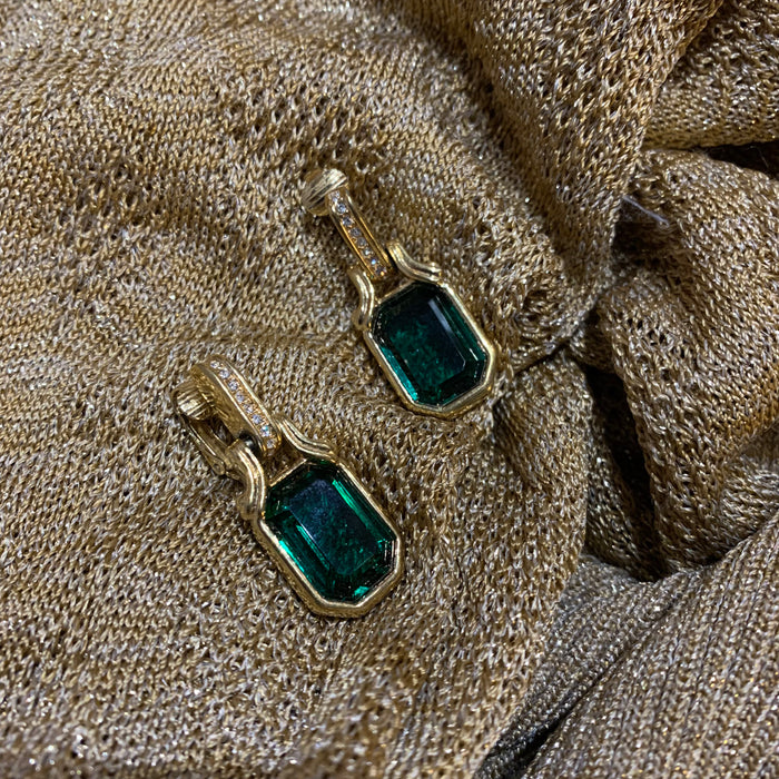 Dior emerald square cut earrings