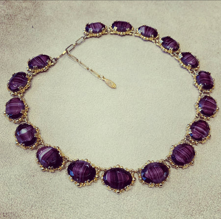 Vintage Purple Necklace by Sphinx Agate Glass - The Hirst Collection