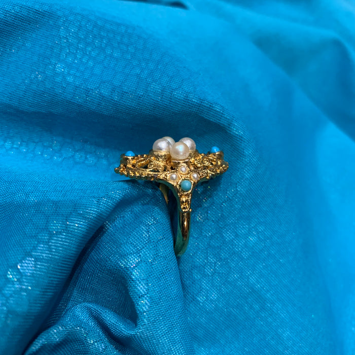 Vintage Turquoise Pearl ring 1