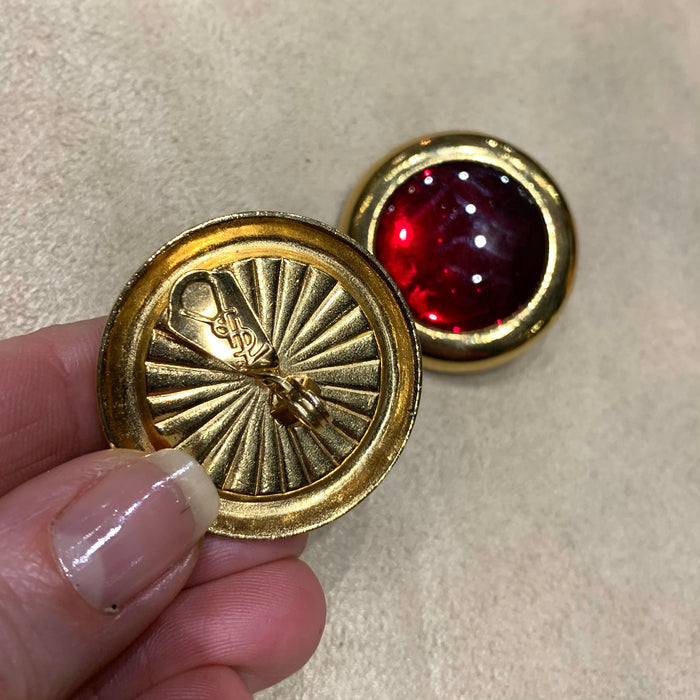 Yves Saint Laurent Red Disc clip on earrings - The Hirst Collection