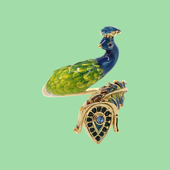 Peacock statement ring by Bill Skinner