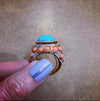 Kenneth Jay Lane Coral and Turquoise Statement ring - The Hirst Collection