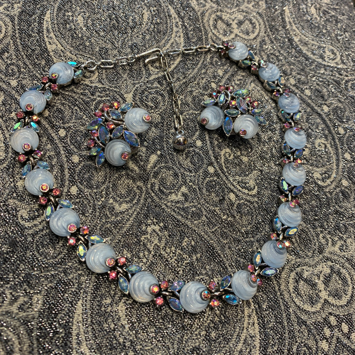 Vintage Trifari Cornflower Blue Berry Necklace