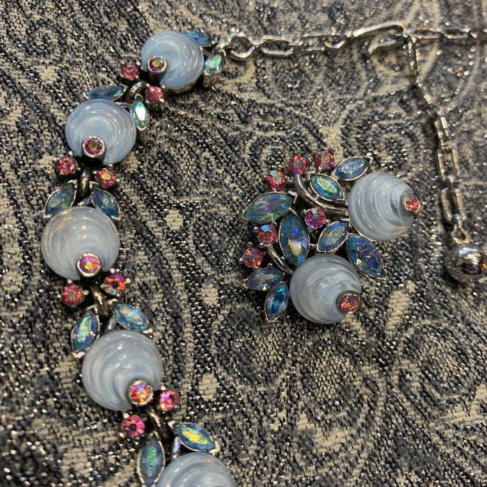 Vintage Trifari Blue pink  Berry Earrings