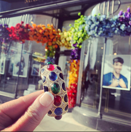 Vintage Ciner Bracelet with Multi Coloured stones and Black Enamel - The Hirst Collection