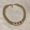 Christian Dior Ruby Emerald Sapphire Vintage Gold Chain necklace - The Hirst Collection