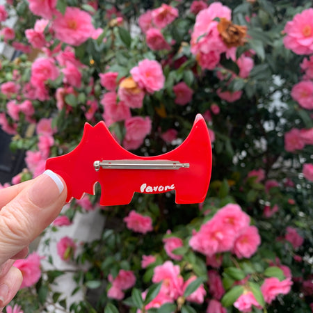 Marie Christine Pavonne red Scotty dog brooch - The Hirst Collection