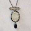 Askew London Black Glass Cameo pendant necklace  Silver Chain Signed - The Hirst Collection