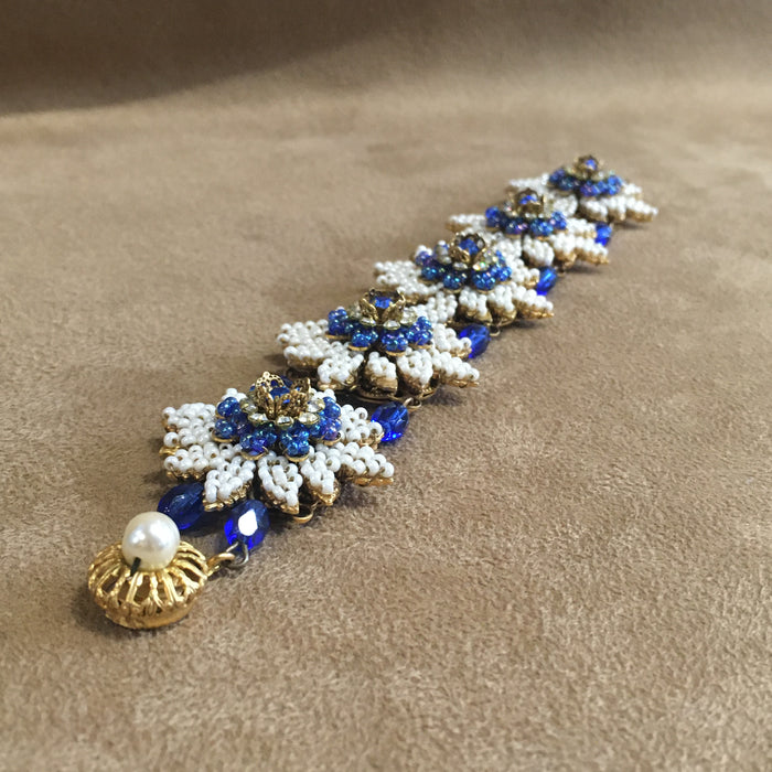 Stanley Hagler Vintage Cobalt Blue Pearl Beads Bracelet