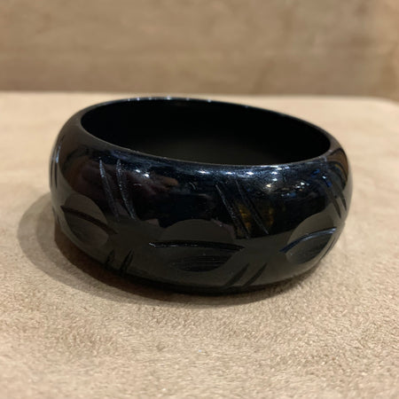 Splendette black wide carved bangle - The Hirst Collection