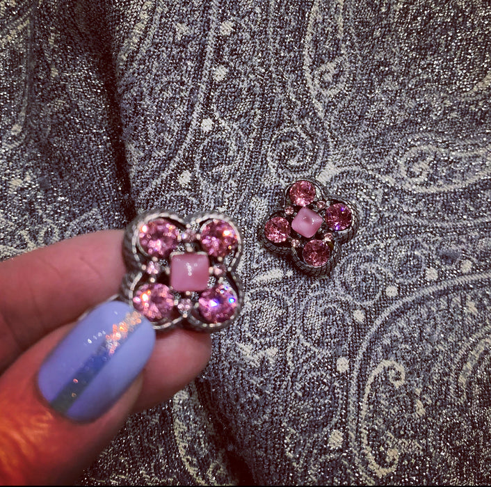 Quatrefoil Pink Silver Clip On Earrings by Askew London