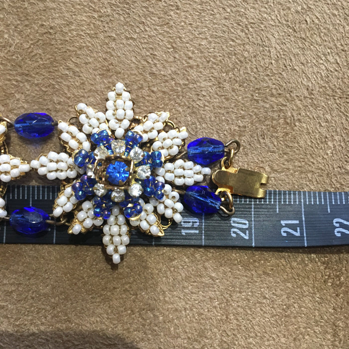 Stanley Hagler Vintage Cobalt Blue Pearl Beads Bracelet