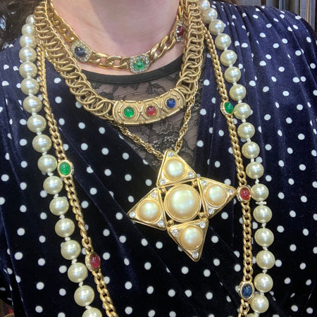 Multi colour stone gold chain necklace by Vogue Bijoux - The Hirst Collection