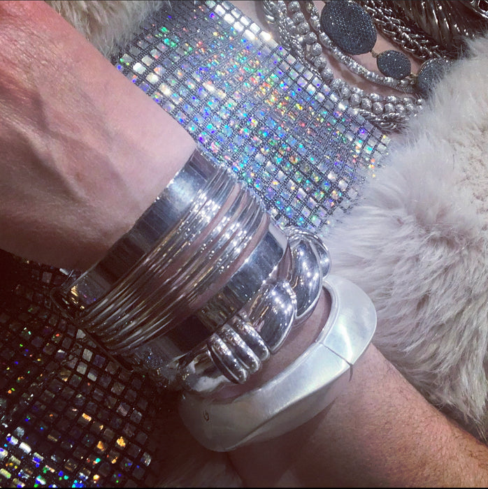 Givenchy chunky silver tone modernist bracelet
