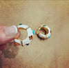 Kenneth Jay Lane Multi coloured White enamel Jewelled Half hoop Vintage Clip on Earrings - The Hirst Collection