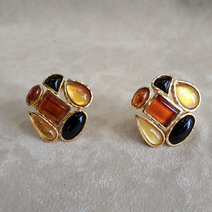 Edouard Rambaud Yellow Amber large clip on earrings - The Hirst Collection