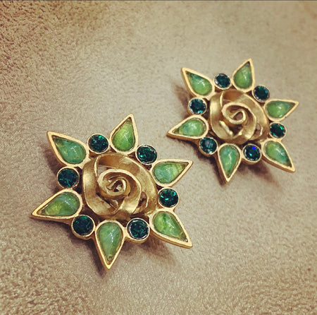 Guy Laroche Mint Jade Green clip on earrings - The Hirst Collection