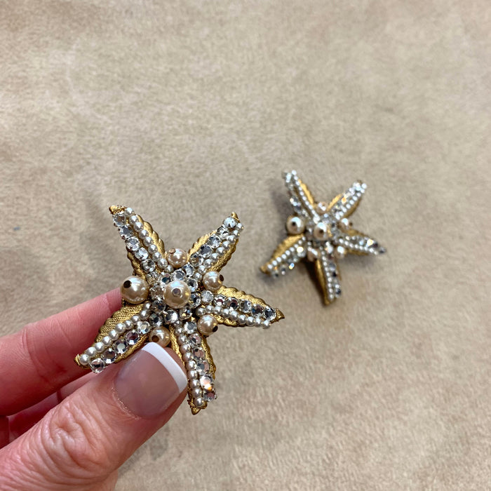 Stanley Hagler Starfish Earrings pearl Clip On - The Hirst Collection